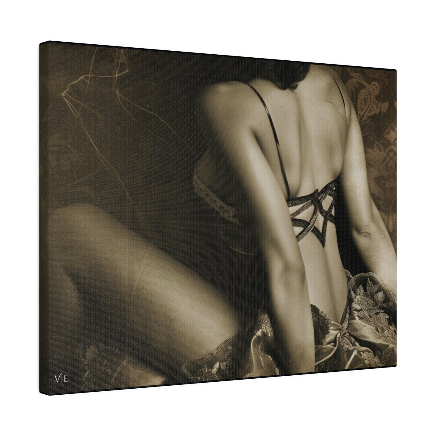 Sepia Vintage Erotic Art - A Beautiful Woman Canvas