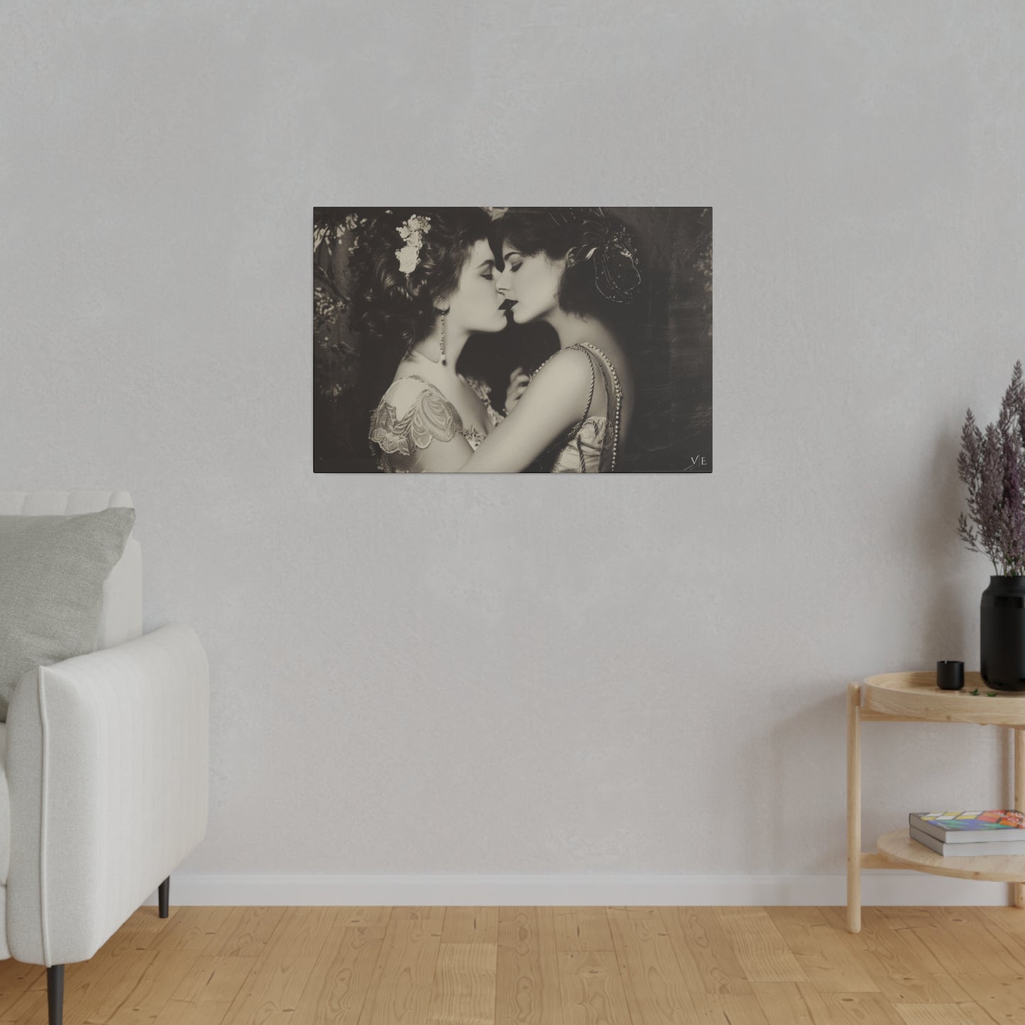 Retro Romance - Vintage Lesbian Erotic Art on Canvas