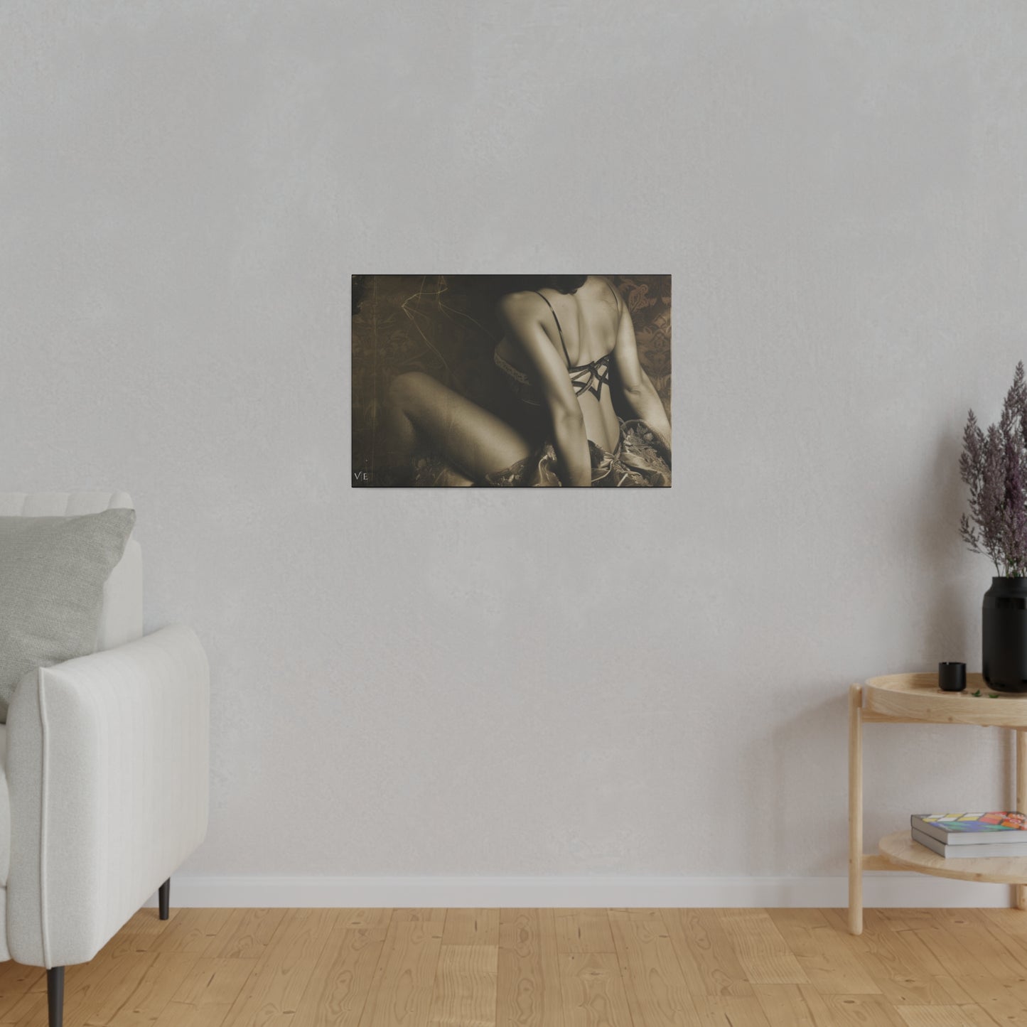 Sepia Vintage Erotic Art - A Beautiful Woman Canvas