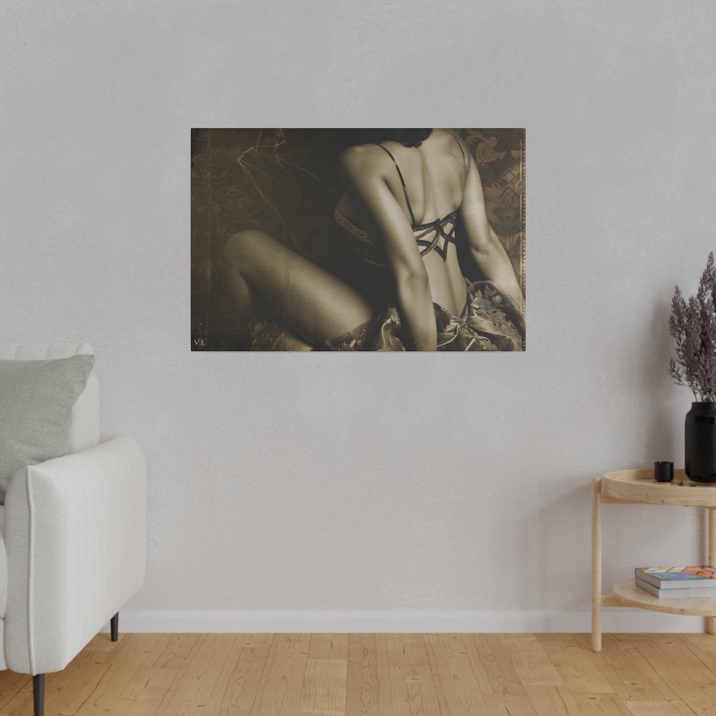Sepia Vintage Erotic Art - A Beautiful Woman Canvas