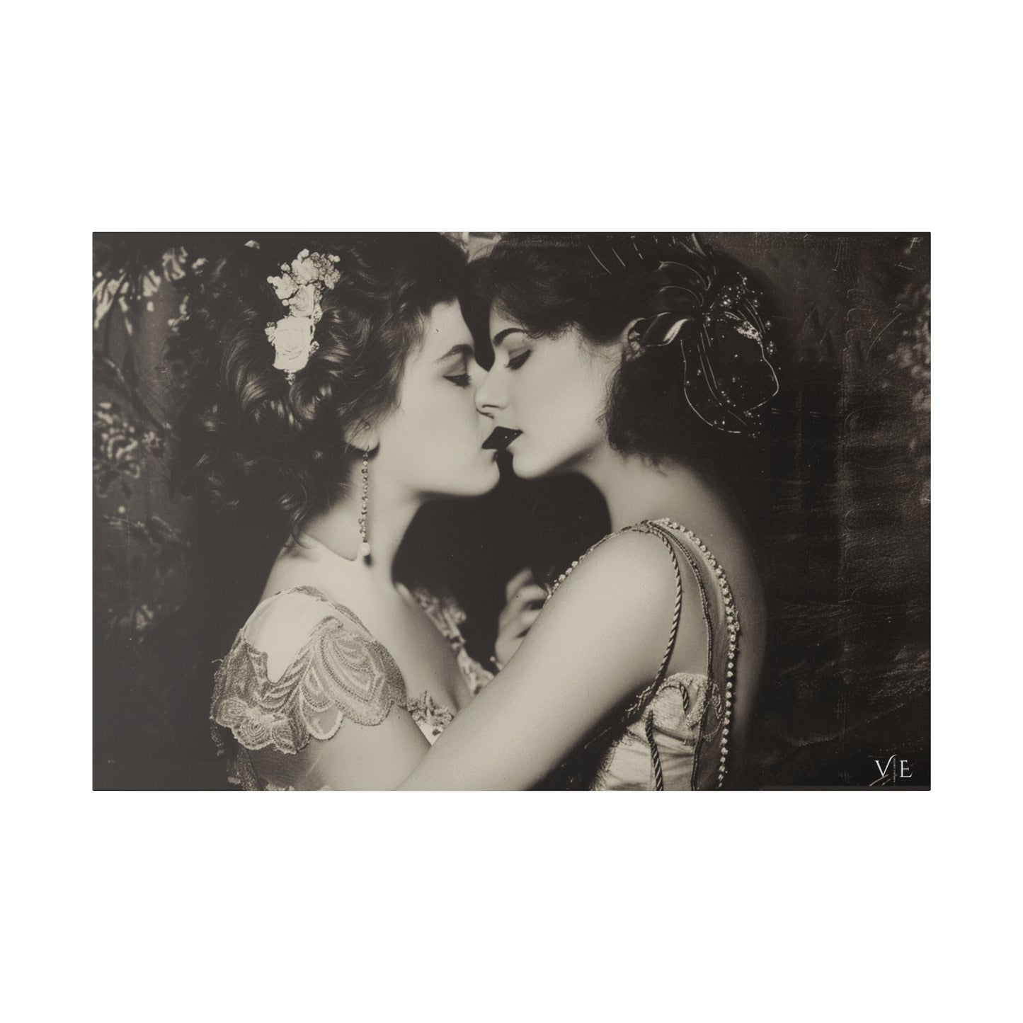 Retro Romance - Vintage Lesbian Erotic Art on Canvas