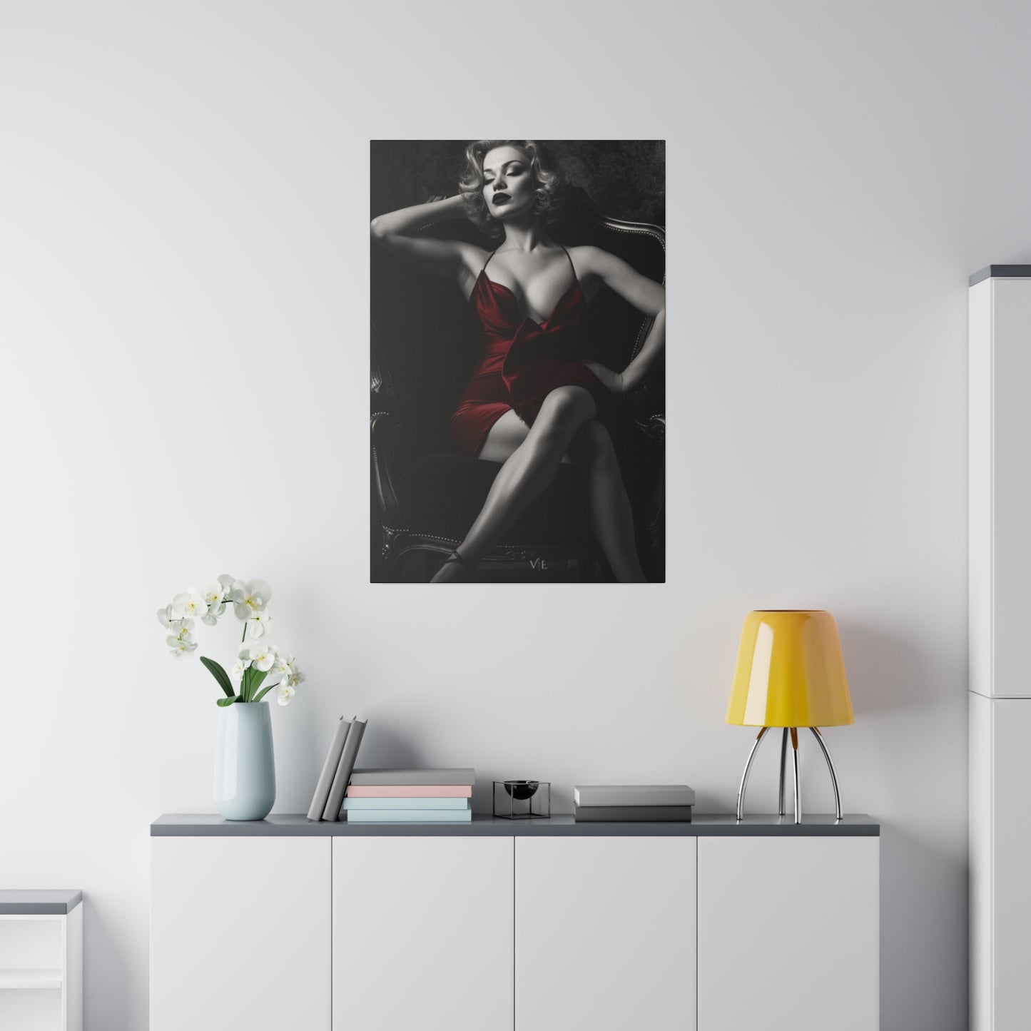 Vintage Erotic Woman in Red Dress - Beautiful Canvas