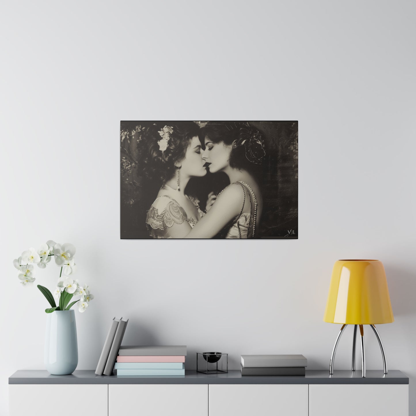Retro Romance - Vintage Lesbian Erotic Art on Canvas