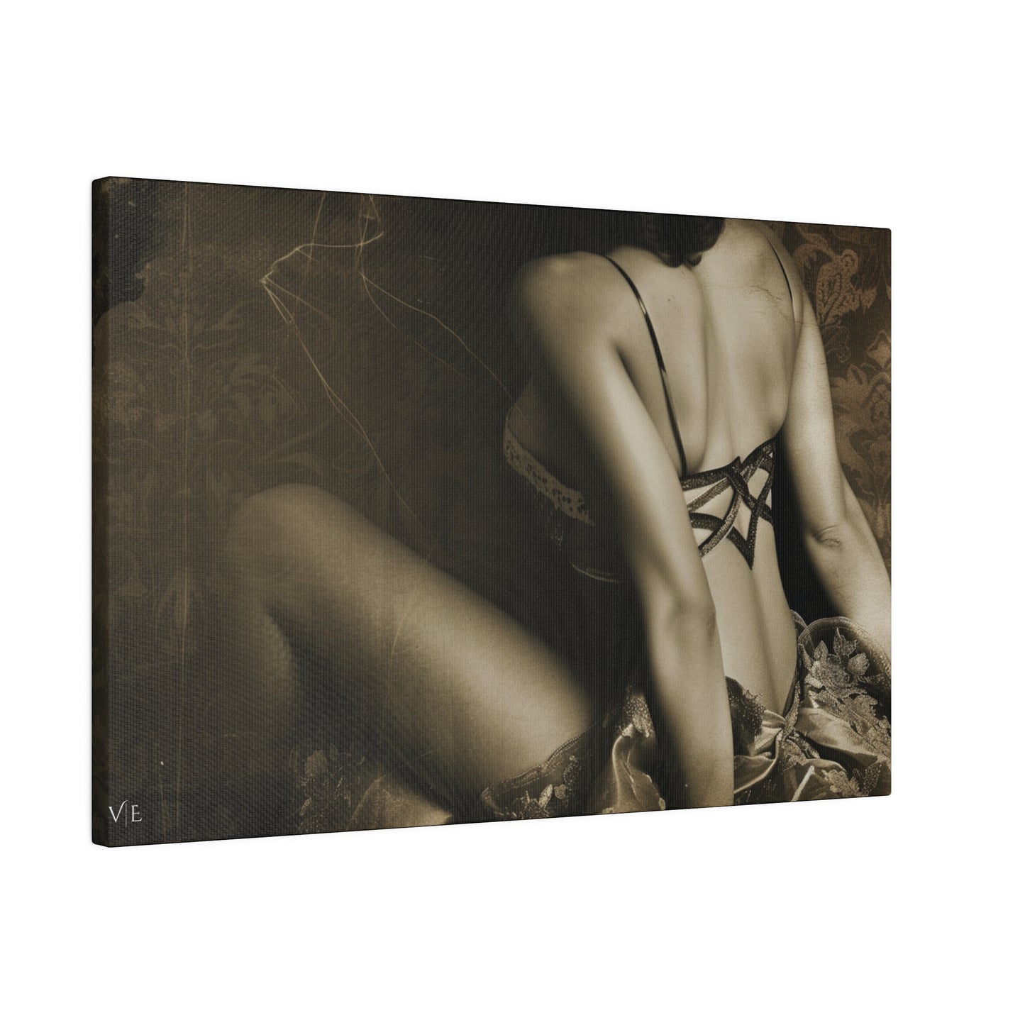 Sepia Vintage Erotic Art - A Beautiful Woman Canvas