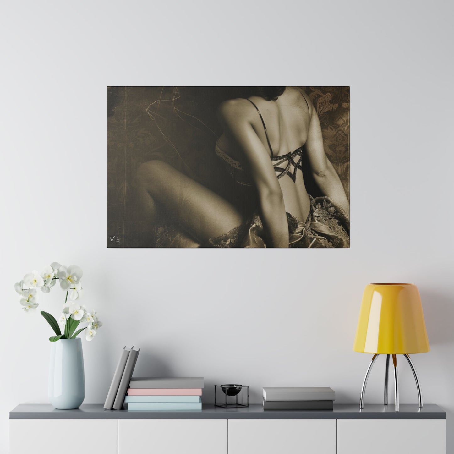 Sepia Vintage Erotic Art - A Beautiful Woman Canvas