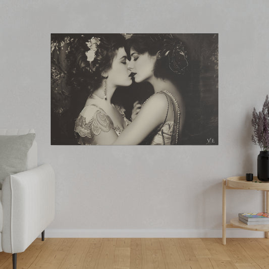 Retro Romance - Vintage Lesbian Erotic Art on Canvas