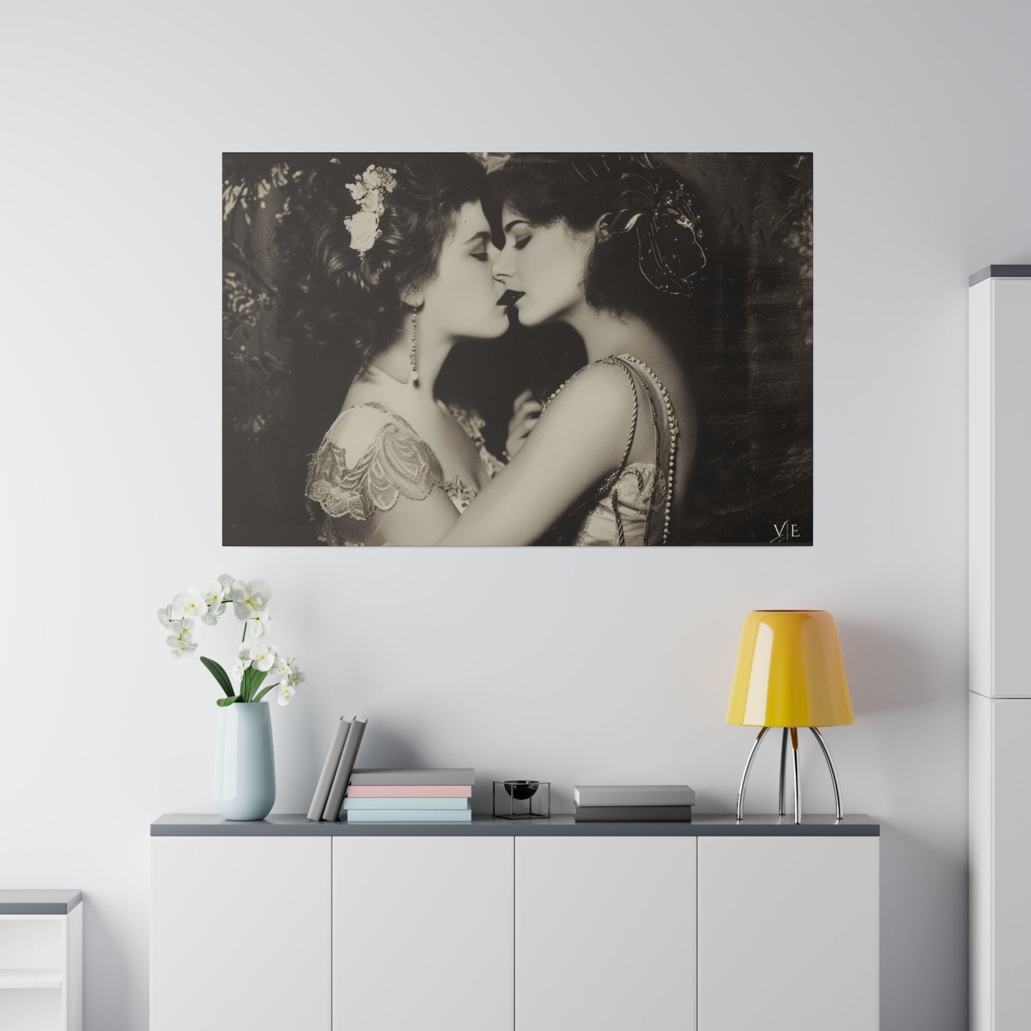 Retro Romance - Vintage Lesbian Erotic Art on Canvas