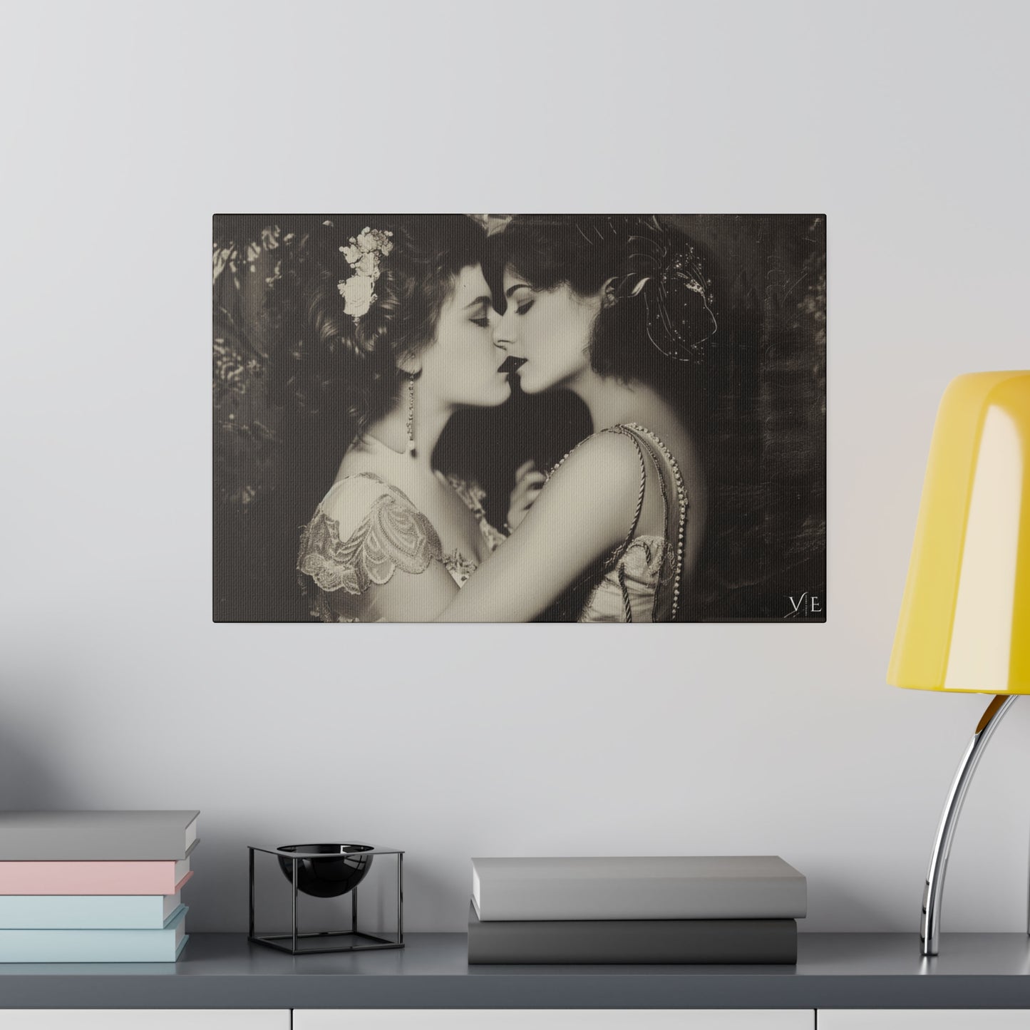 Retro Romance - Vintage Lesbian Erotic Art on Canvas