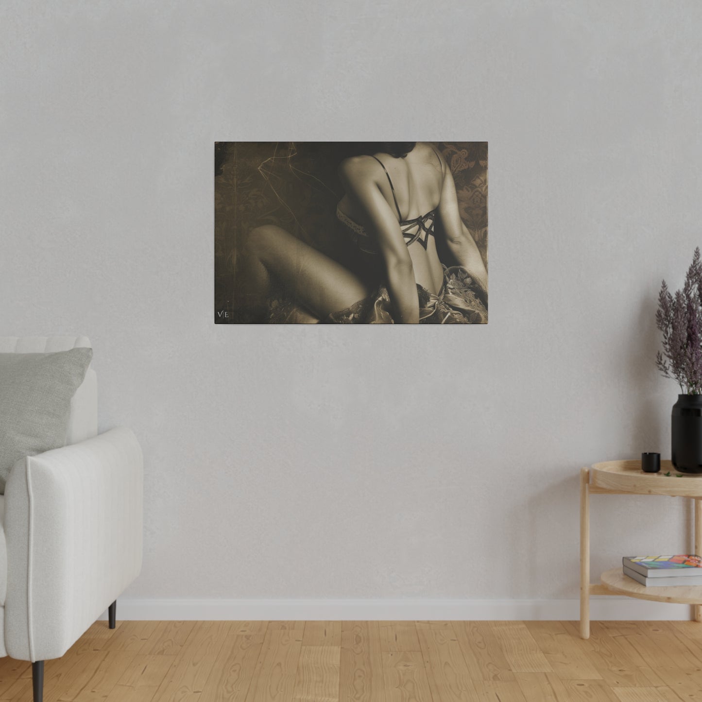 Sepia Vintage Erotic Art - A Beautiful Woman Canvas