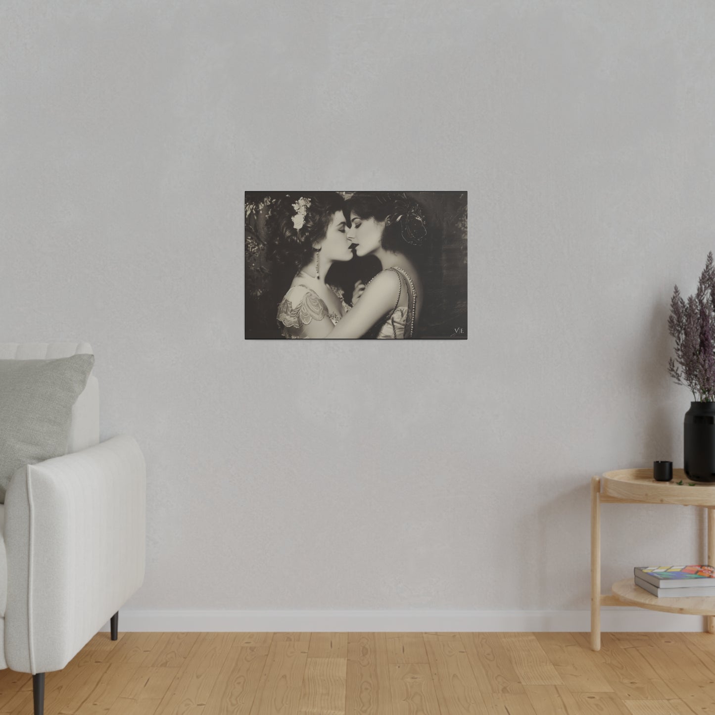 Retro Romance - Vintage Lesbian Erotic Art on Canvas