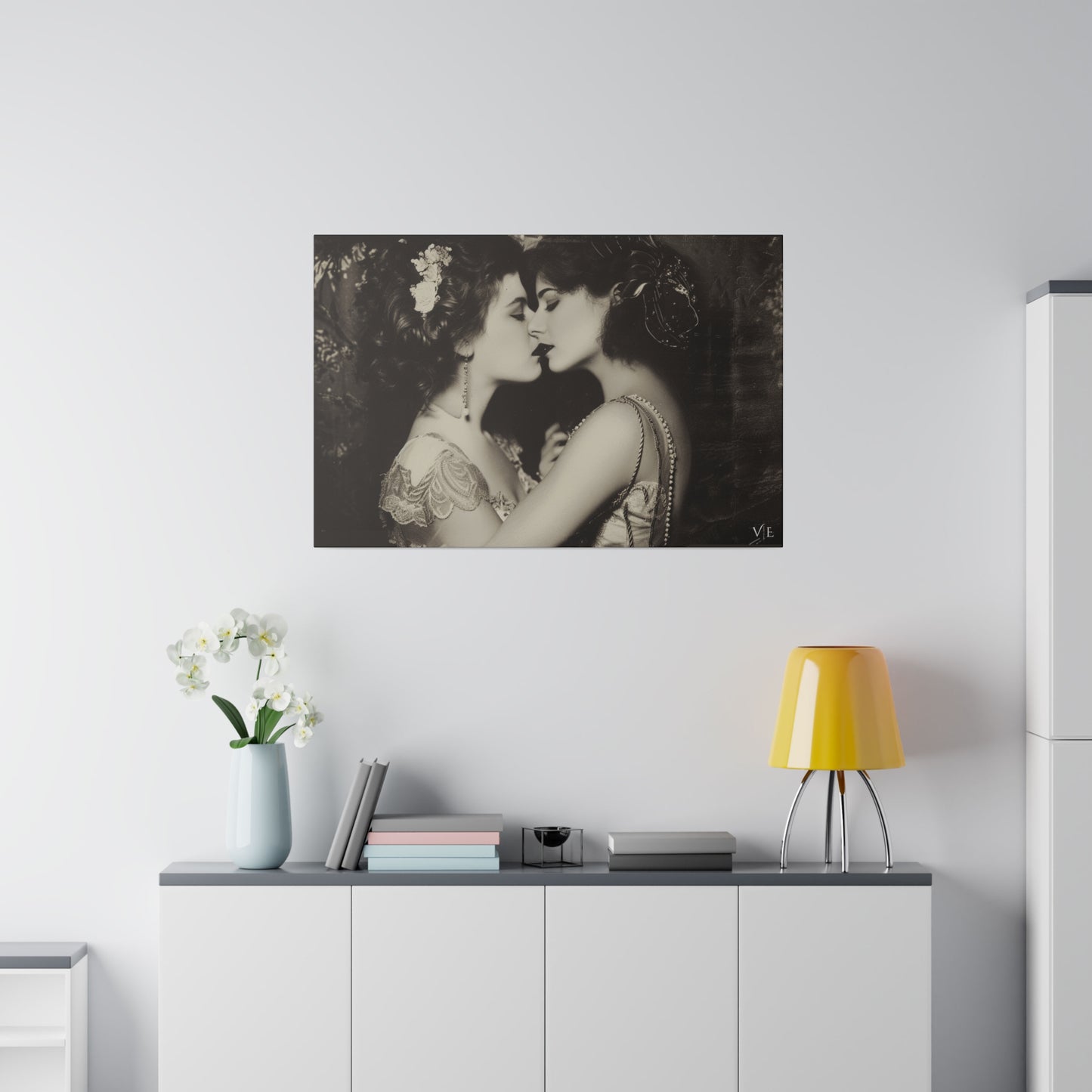 Retro Romance - Vintage Lesbian Erotic Art on Canvas