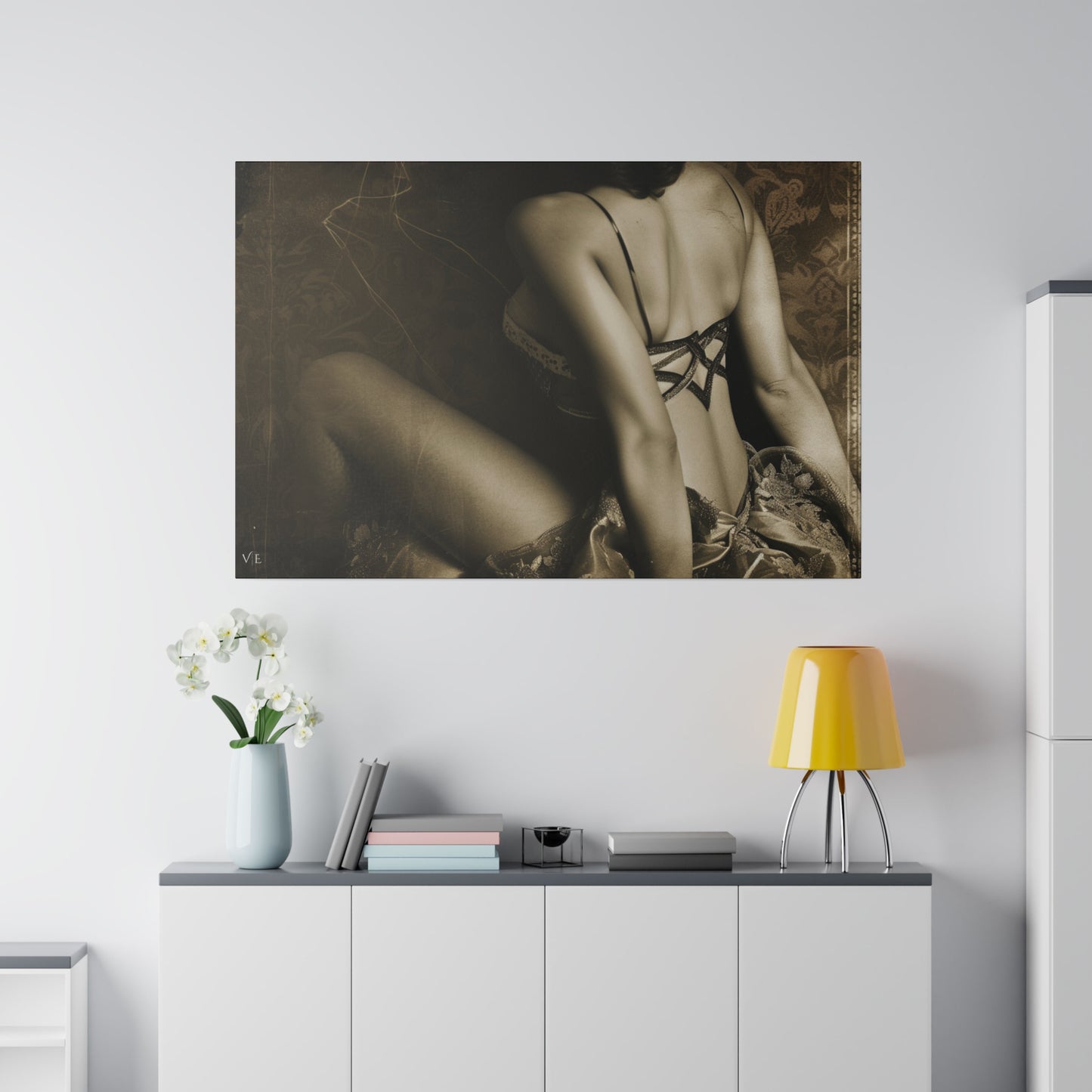 Sepia Vintage Erotic Art - A Beautiful Woman Canvas