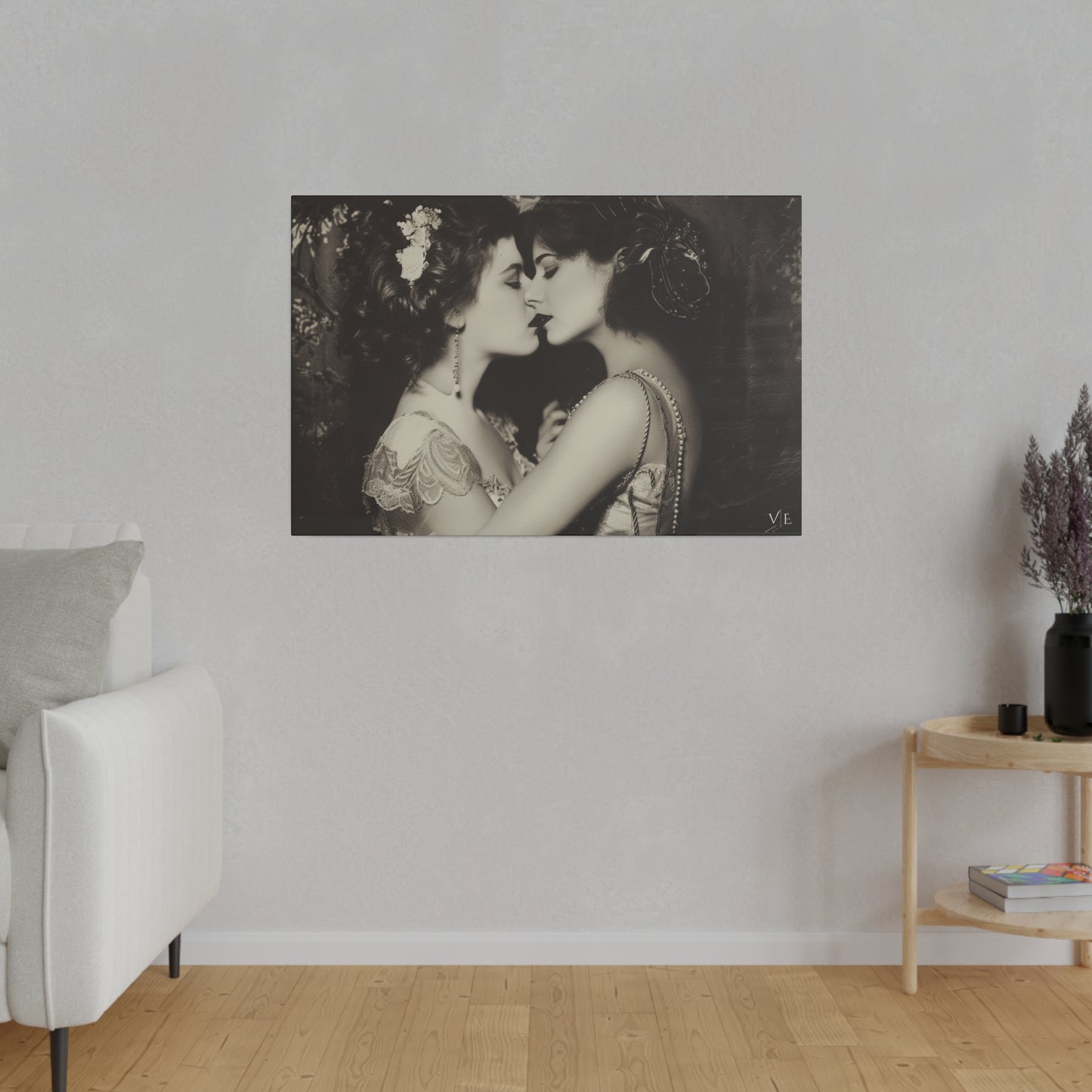 Retro Romance - Vintage Lesbian Erotic Art on Canvas