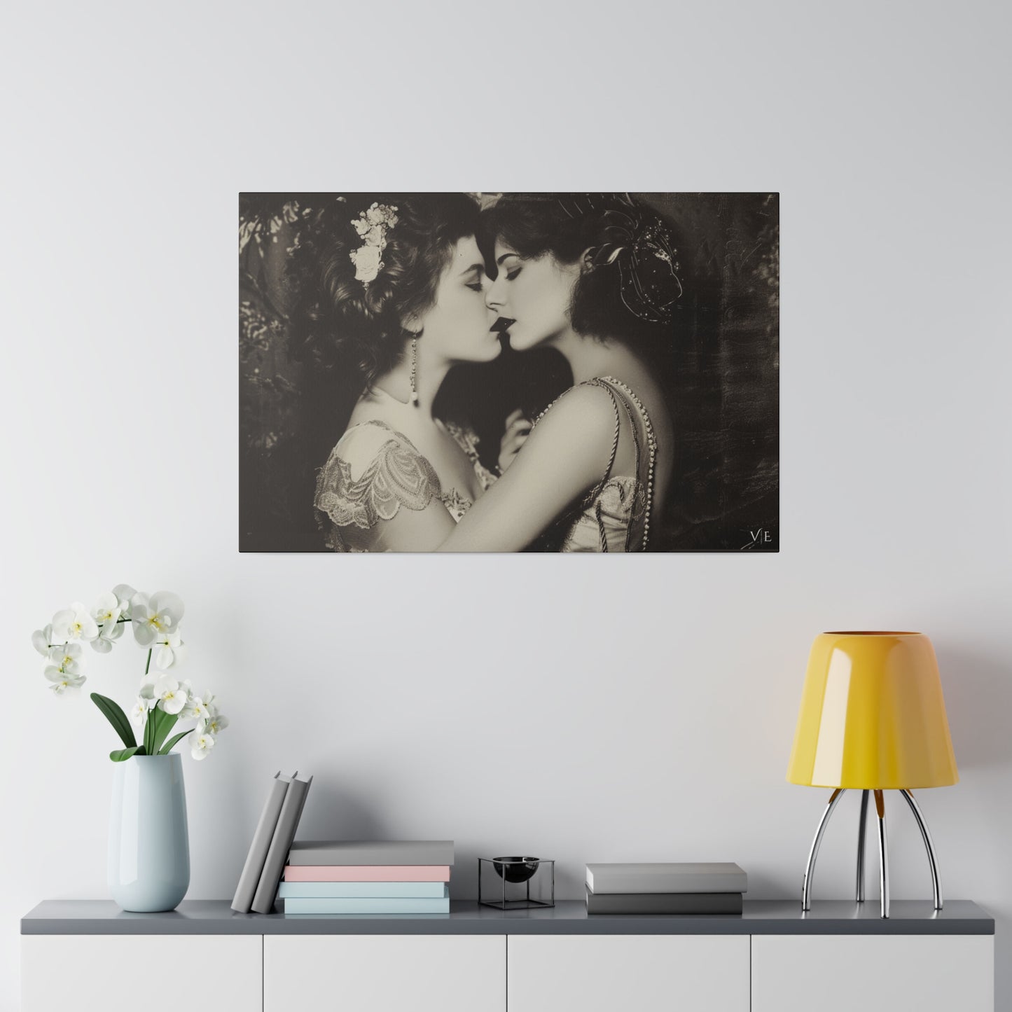 Retro Romance - Vintage Lesbian Erotic Art on Canvas