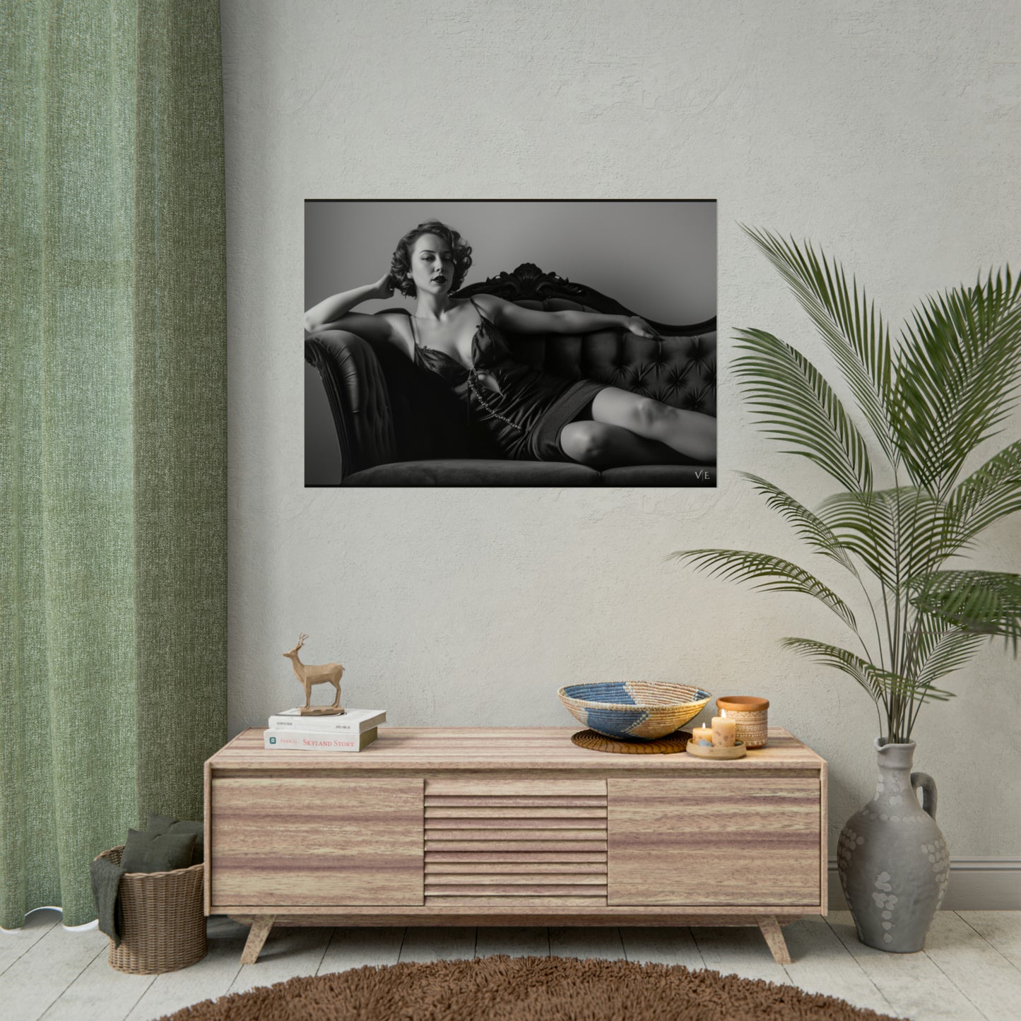 Black and White Vintage Photoshoot - Woman on a Couch