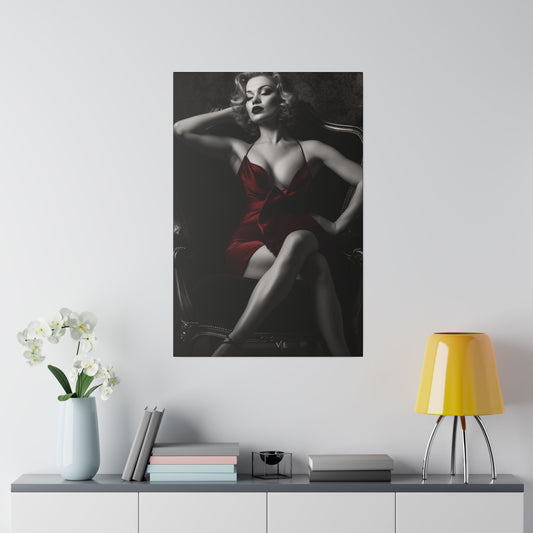 Vintage Erotic Woman in Red Dress - Beautiful Canvas