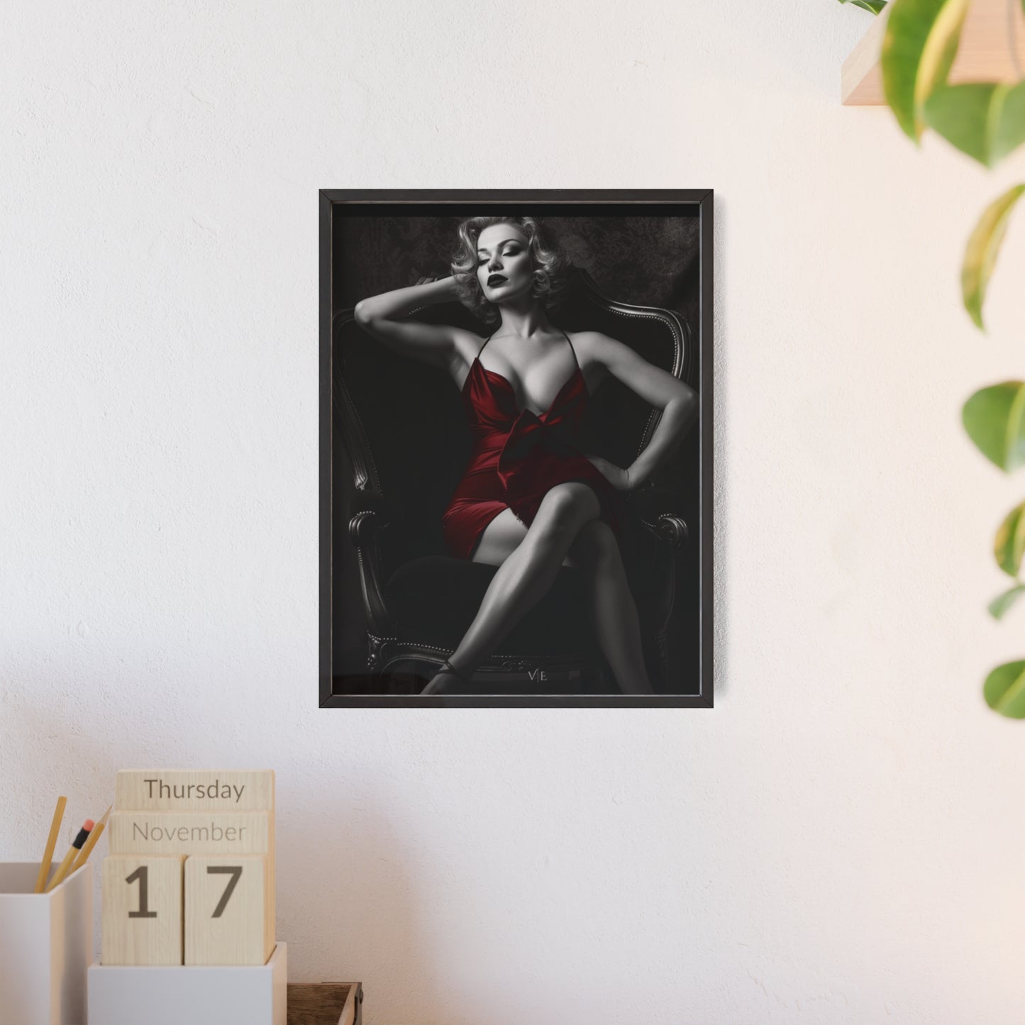 Woman in Red Dress - Vintage Erotic Beauty Poster