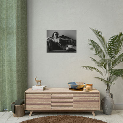 Black and White Vintage Woman on a Couch Photo Small