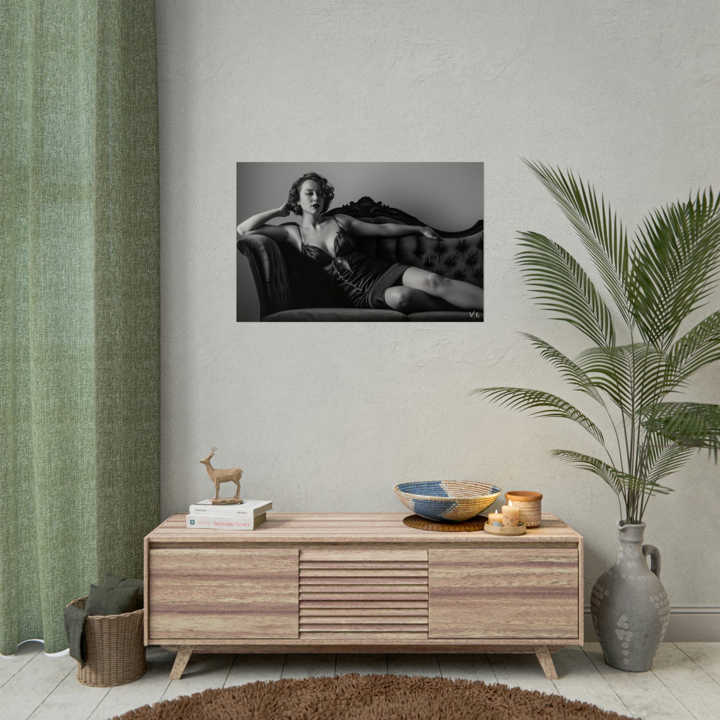 Black and White Vintage Photoshoot - Woman on a Couch