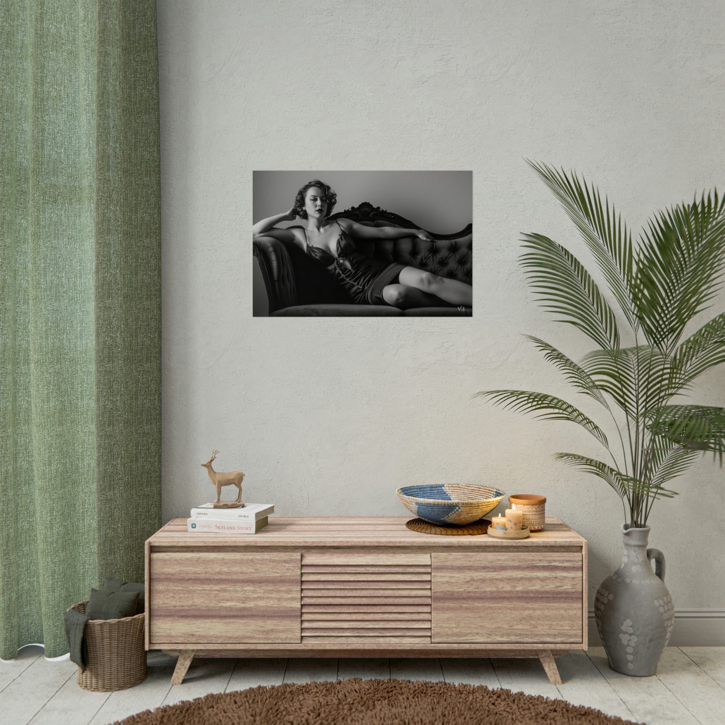 Black and White Vintage Photoshoot - Woman on a Couch