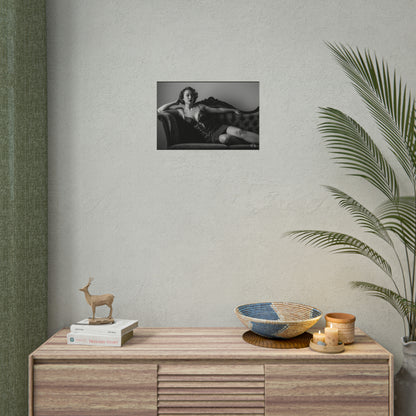 Small Black and White Vintage Woman on a Couch