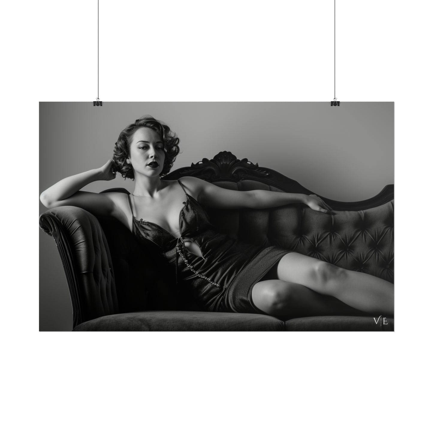 Black and White Vintage Photoshoot - Woman on a Couch