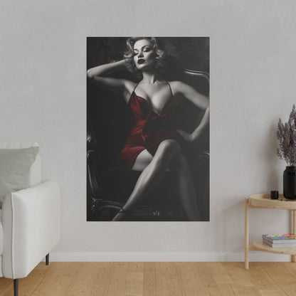 Vintage Erotic Woman in Red Dress - Beautiful Canvas