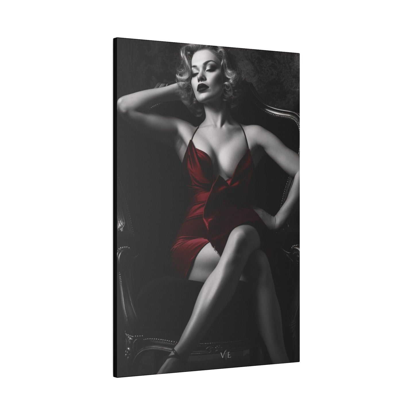 Vintage Erotic Woman in Red Dress - Beautiful Canvas