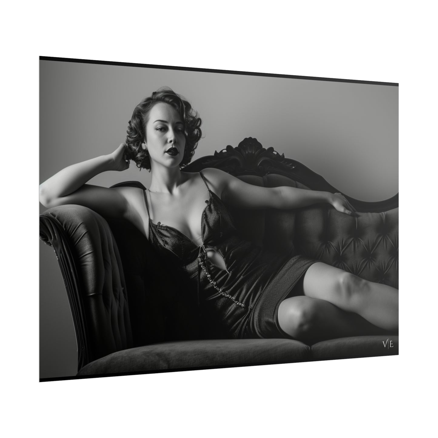Black and White Vintage Erotic Woman on a Couch
