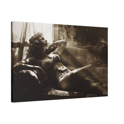 Vintage Erotic Beauty on a Couch - Erotic Art Canvas